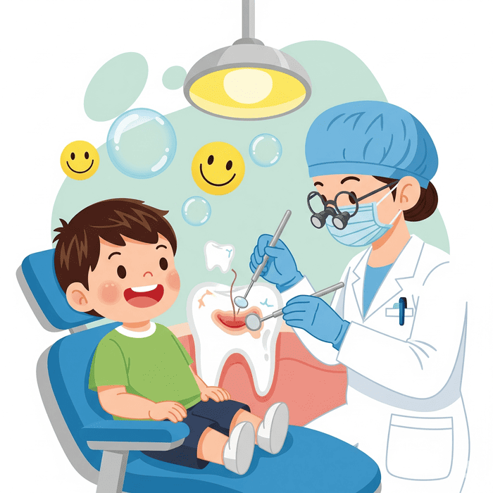 Tratamiento de reconstrucción dental para diente roto de niño
